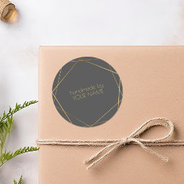 Adesivo Feito à mão com efeito dourado geométrico cinza