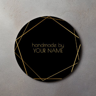 Adesivo Feito à mão com efeito dourado geométrico preto