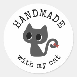 Adesivo Feito à mão com meu gato - Desenho de gato preto