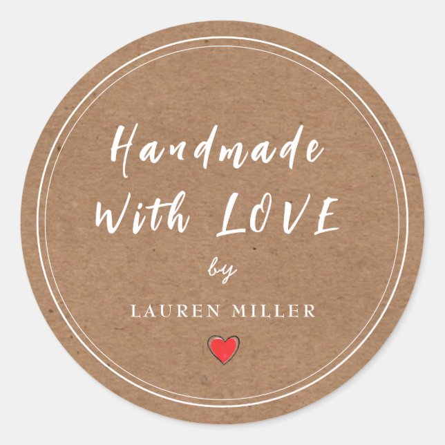 Adesivo Feito à mão personalizado com amor  (Frente)