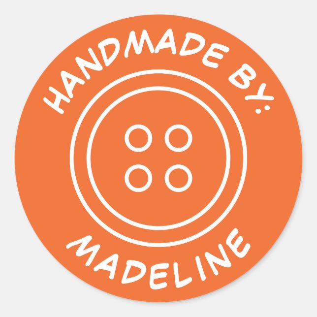 Adesivo Feito à mão por | Adicione seu nome (Frente)