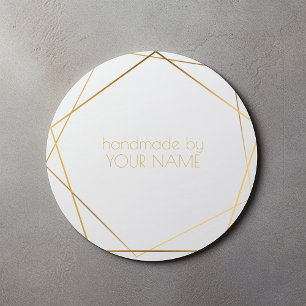 Adesivo Feito à mão por efeito dourado geométrico branco m