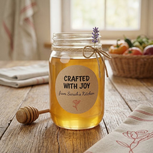 Adesivo Feito Com Alegria Kraft Personalizado  (Criador carregado)