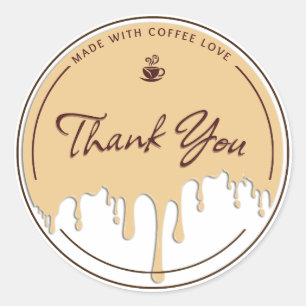 Adesivo Feito Com Amor de Café Obrigado