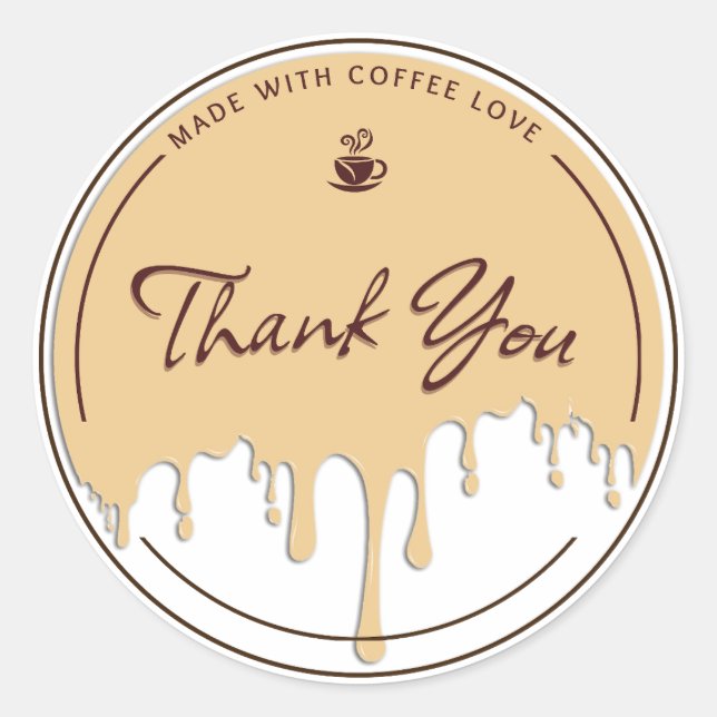 Adesivo Feito Com Amor de Café Obrigado (Frente)