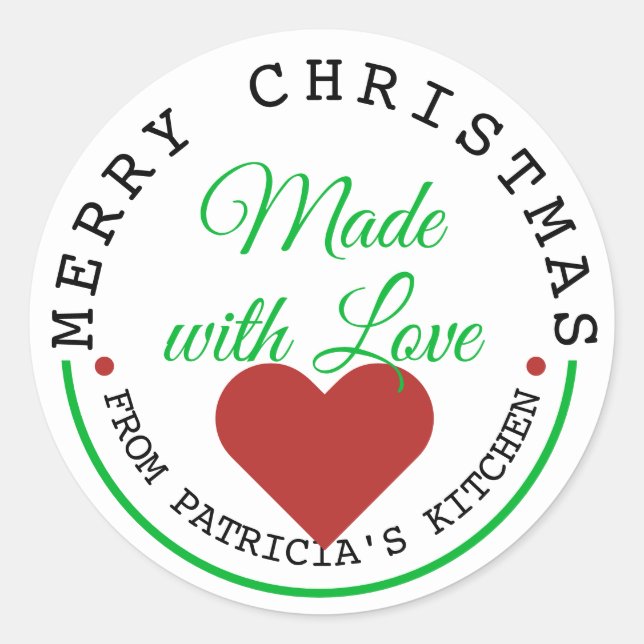 Adesivo Feito com amor Feliz Natal (Frente)