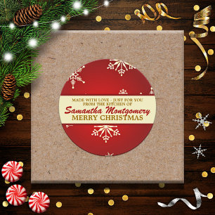 Adesivo Feito com Amor Floco de Neve (vermelho)