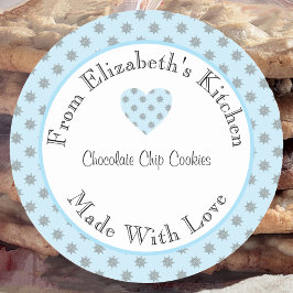 Adesivo Feito Com Amor Flocos de Neve Azuis Presente Casei