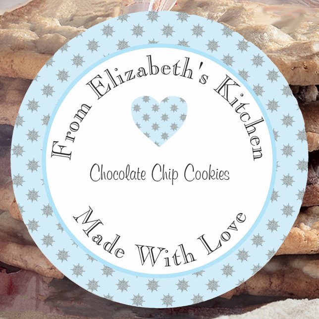 Adesivo Feito Com Amor Flocos de Neve Azuis Presente Casei (Criador carregado)