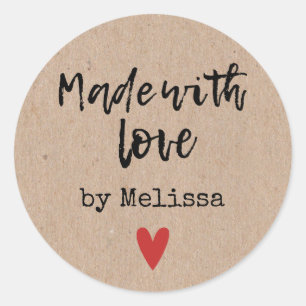 Adesivo Feito Com Amor Kraft Personalizado