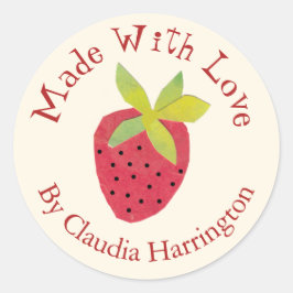 Adesivo Feito com Amor Morango Vale do Amor Artesã Maker