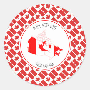 Adesivo Feito Com Amor Pelo Mapa Canadense FLAG