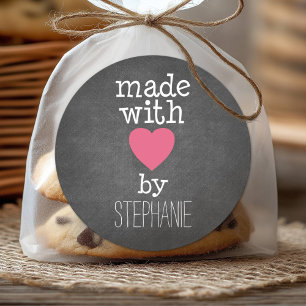 Adesivo Feito com amor por você - rosa quente e quadro