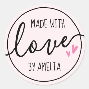 Adesivo Feito com coração de amor, nome personalizado ro