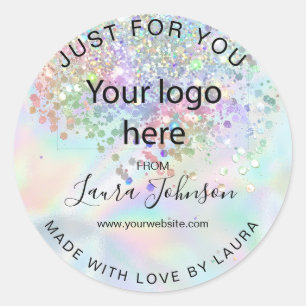 Adesivo feito com folha holográfica de amor adicione seu 