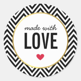 Adesivo FEITO COM LOVE empacotamento fofo cromo preto bran