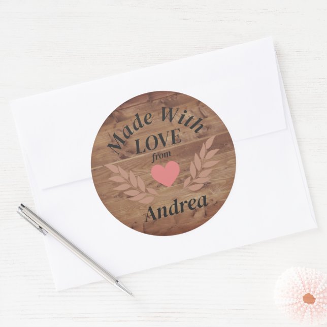 Adesivo Feito com Nome Personalizado de Amor (Envelope)