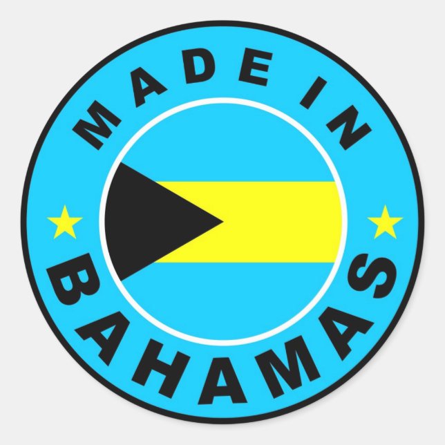 Adesivo feito em bahamas — bandeira do país: carimbo redon (Frente)