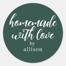 Adesivo Feito em Casa com Amor Personalizado Presente Verd