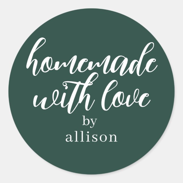 Adesivo Feito em Casa com Amor Personalizado Presente Verd (Frente)