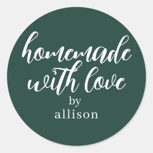 Adesivo Feito em Casa com Amor Personalizado Presente Verd