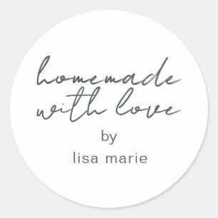 Adesivo Feito em Casa com Amor Presente Branco Personaliza
