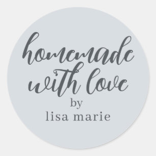 Adesivo Feito em Casa com Amor Presente Personalizado Azul
