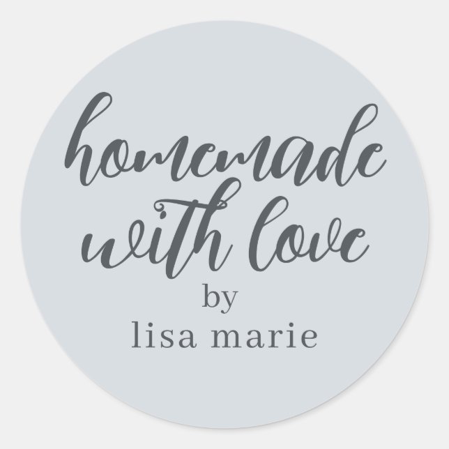 Adesivo Feito em Casa com Amor Presente Personalizado Azul (Frente)