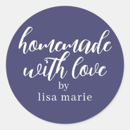 Adesivo Feito em Casa com Amor Presente Personalizado Azul