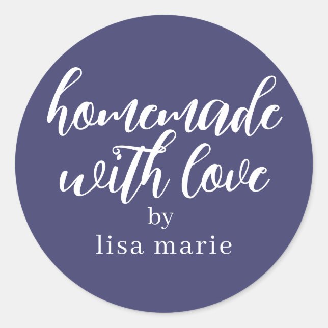 Adesivo Feito em Casa com Amor Presente Personalizado Azul (Frente)