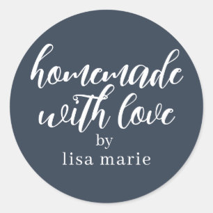 Adesivo Feito em Casa com Amor Presente Personalizado Azul