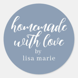Adesivo Feito em Casa com Amor Presente Personalizado Azul