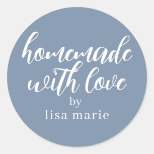 Adesivo Feito em Casa com Amor Presente Personalizado Azul