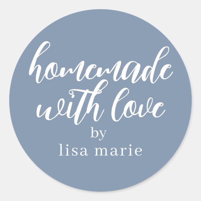 Adesivo Feito em Casa com Amor Presente Personalizado Azul (Frente)