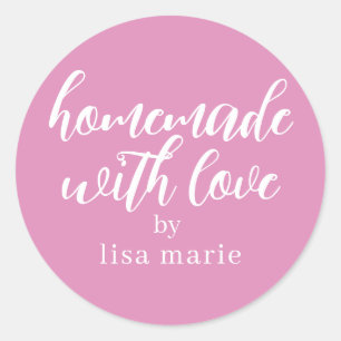 Adesivo Feito em Casa com Amor Presente Personalizado Rosa