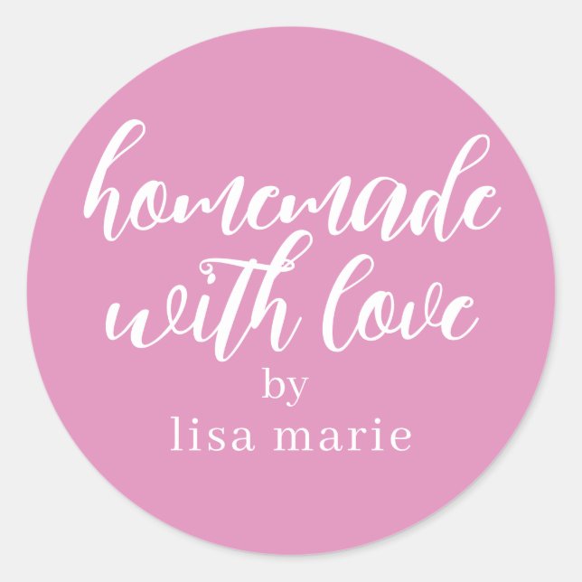 Adesivo Feito em Casa com Amor Presente Personalizado Rosa (Frente)