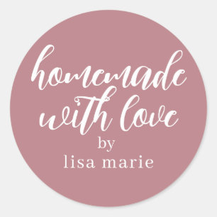 Adesivo Feito em Casa com Amor Presente Personalizado Rosa