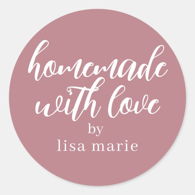Adesivo Feito em Casa com Amor Presente Personalizado Rosa (Frente)