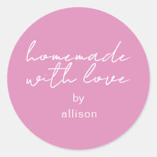 Adesivo Feito em Casa com Amor Presente Personalizado Rosa