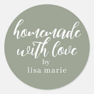 Adesivo Feito em Casa com Amor Presente Personalizado Verd