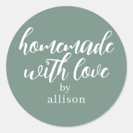 Adesivo Feito em Casa com Amor Presente Personalizado Verd