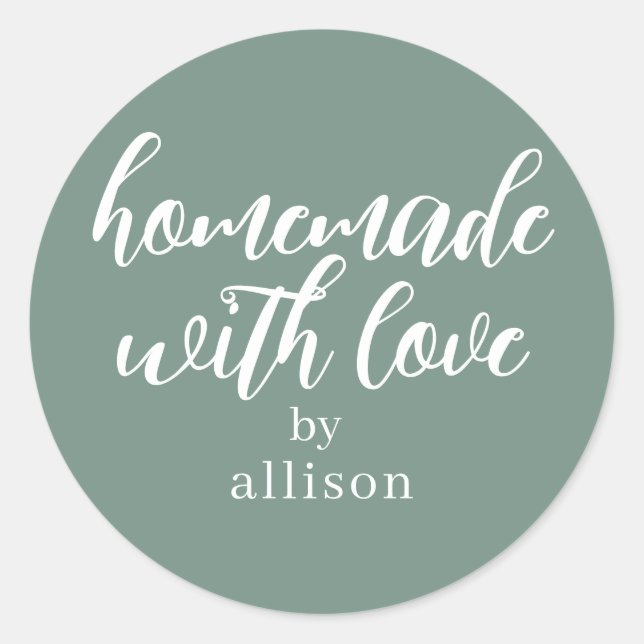 Adesivo Feito em Casa com Amor Presente Personalizado Verd (Frente)