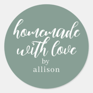 Adesivo Feito em Casa com Amor Presente Personalizado Verd