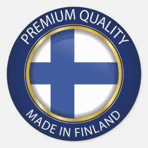Adesivo Feito em Finlandia, bandeira finlandesa