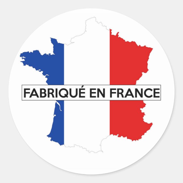 Adesivo feito em frança — marca do mapa do país fabrique (Frente)