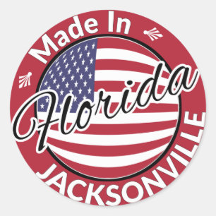 Adesivo Feito em Jacksonville Florida USA Flag