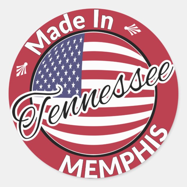 Adesivo Feito em Memphis Tennessee USA Flag (Frente)