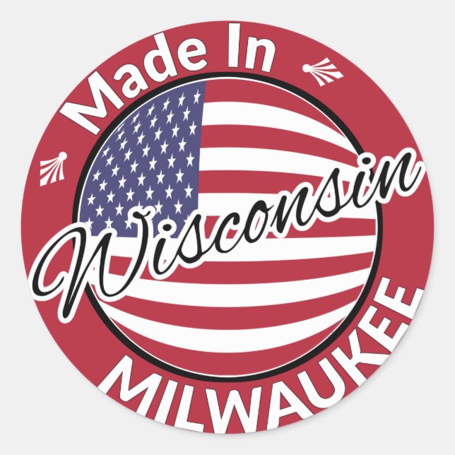 Adesivo Feito em Milwaukee Wisconsin Flag nos EUA (Frente)