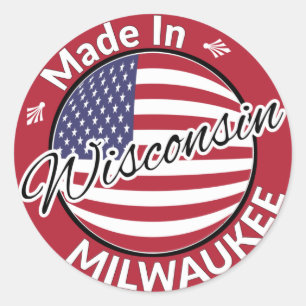 Adesivo Feito em Milwaukee Wisconsin Flag nos EUA