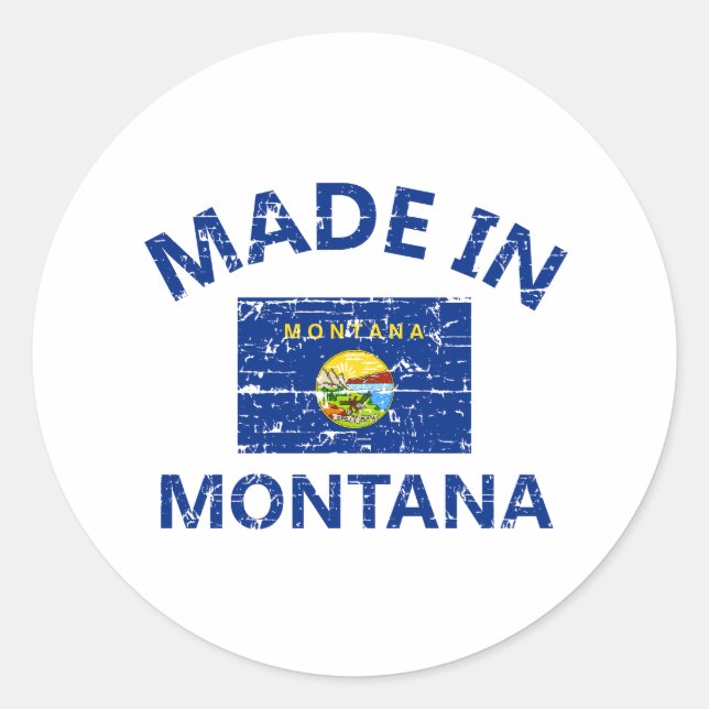 Adesivo Feito em MONTANA, designs de bandeira dos Estados  (Frente)